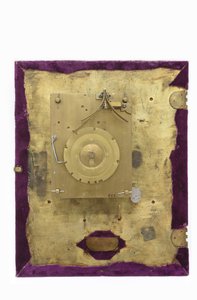 La parte trasera de la esfera y el movimiento de un reloj de mesa, c.1660